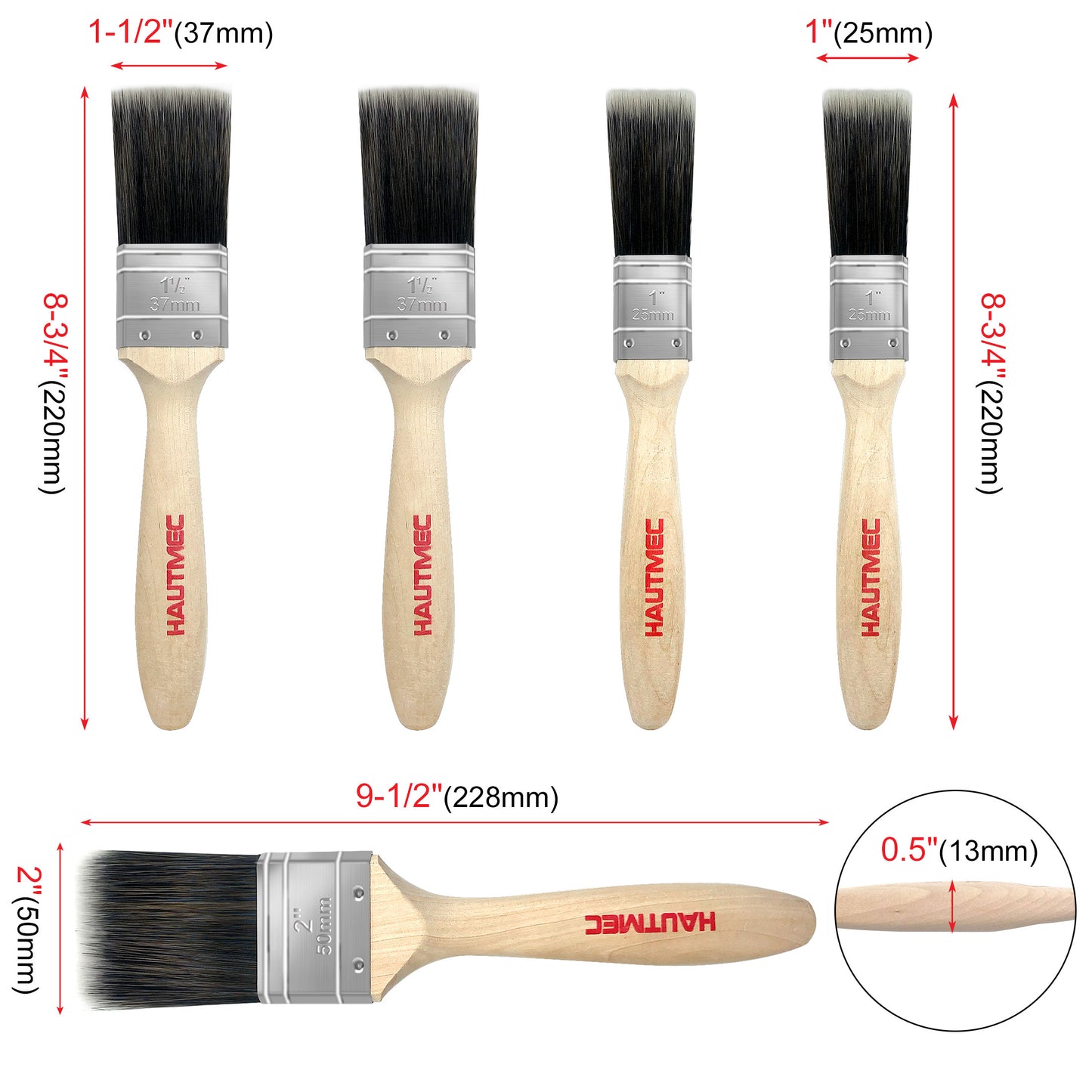 HAUTMEC Professional Paint Brush 5pcs HT0030-PT