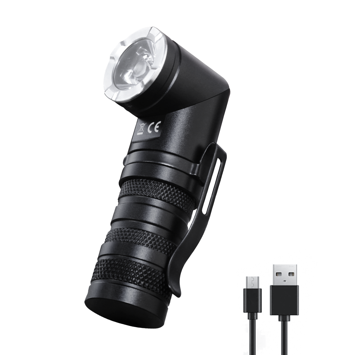 HAUTMEC 1400 Lumen Rechargeable Flashlights LED EDC Flashlight with 90 Degree Flashlight Swivel Head 5 Modes Pocket Flashlight Magnetic Base for Camping, Working, Outdoor, Hiking, Emergency. HT0378