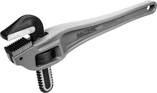 HAUTMEC 14 Inch Aluminum Offset Pipe Wrench, Heavy Duty Adjustable Plumbing Wrench, 2" Jaw Capacity, 40% Lighter Drop Forged Construction, for Use in Tight Spaces HT0189