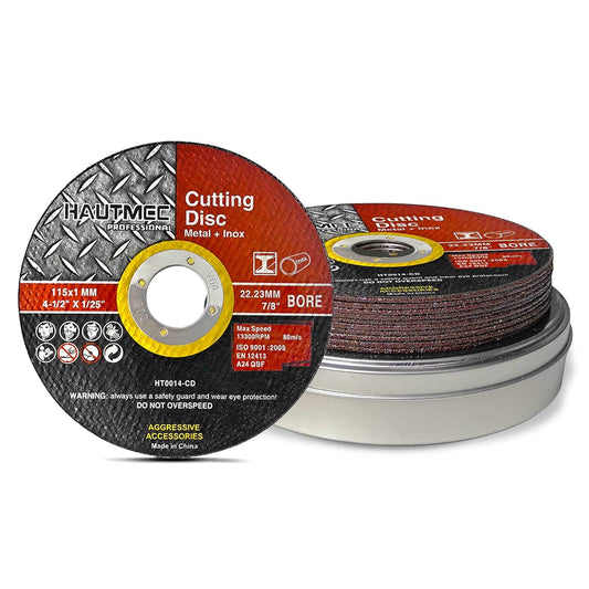 HAUTMEC Expert Grade Cut Off Wheels 4-1/2" x .04" x 7/8", Thin Grinding Disc for Cutting Steel and Ferrous Metals, 10 Pack General Purpose Cut Off Blade for Most Angle Grinder HT0014-CD