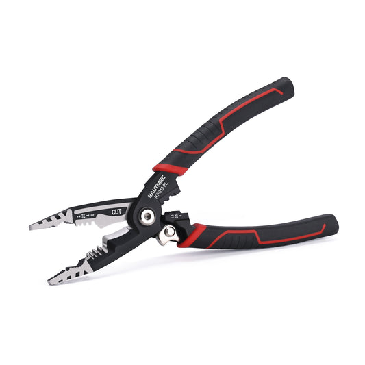 HAUTMEC Forged Wire Stripper Pliers 8", Compact Design, Multifuncion Electrical Tool: Pliers,Stripper, Cable Cutter, Crimper HT0319-PL