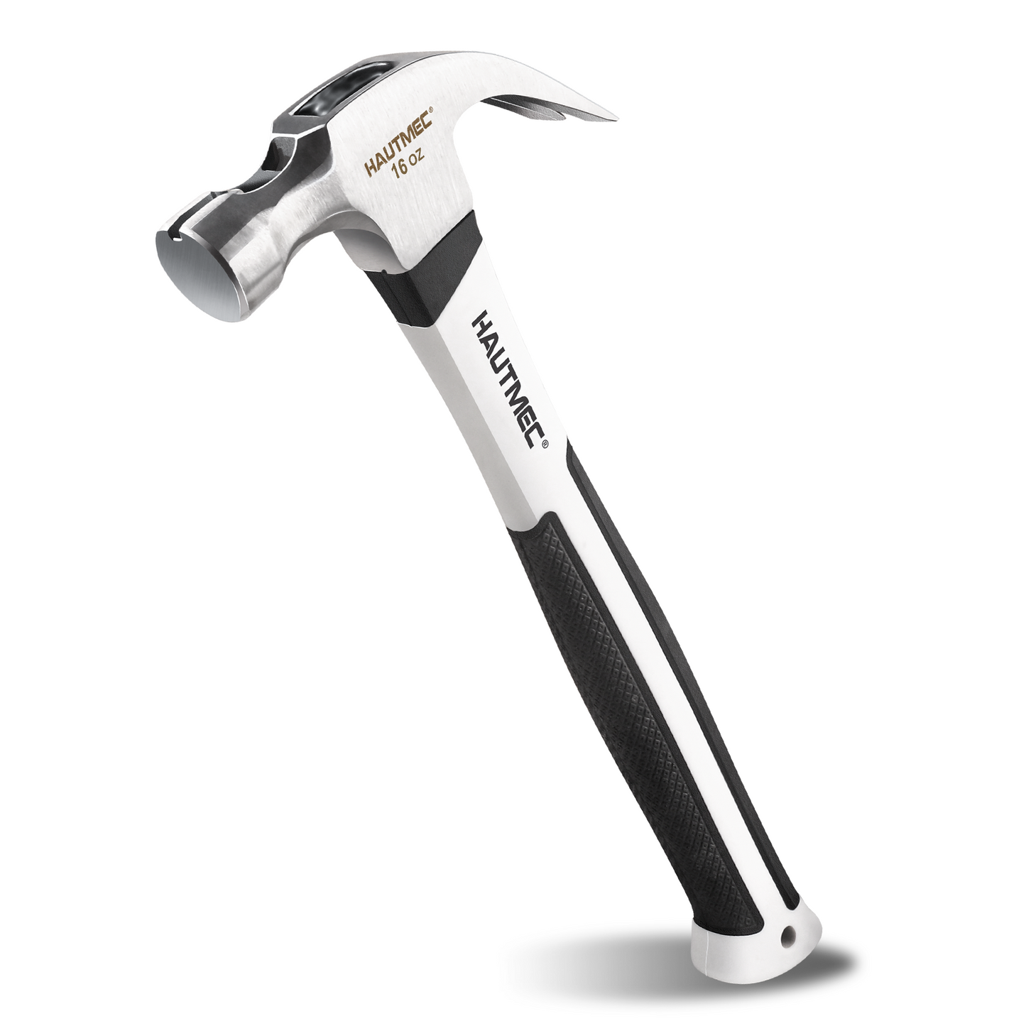 HAUTMEC 16 oz Claw Hammer, Drop Forged Claw Hammers with Magnetic Nail Holder and Firberglass Handle, Curved Jaw of Nail Puller, Smooth Face, HTMAM25003