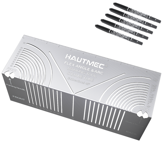 HAUTMEC Flex Angle & Arc Marking Tool,Multi-functional Square Tube Scriber for Square Tube, Right Angle Ruler with 5 PCS Marking Pen for Metalworking, Engineering, Construction (Big Size 20-85) HT0458