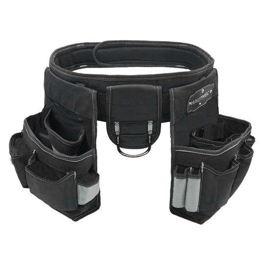 HAUTMEC Adjustable Electricians Work Belt, 20-pocket 3-in-1 Ventilated Work Belt, Heavy Duty Combo Tool Belt, Detachable Padded 1680-Denier Tool Pouch Bag (Fits Large 37-42 Inch Waist) HT0177-TB