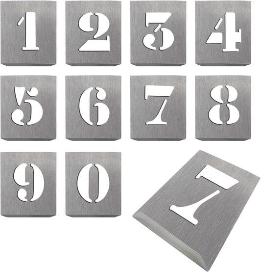 HAUTMEC Vintage Aluminum Numbers Stencils, 0 to 9 Aluminum Stencils & Holder, 100mm Numbers, Shop Stencil, Advertising Stencilling, Craft-Printing, Reusable HT0245