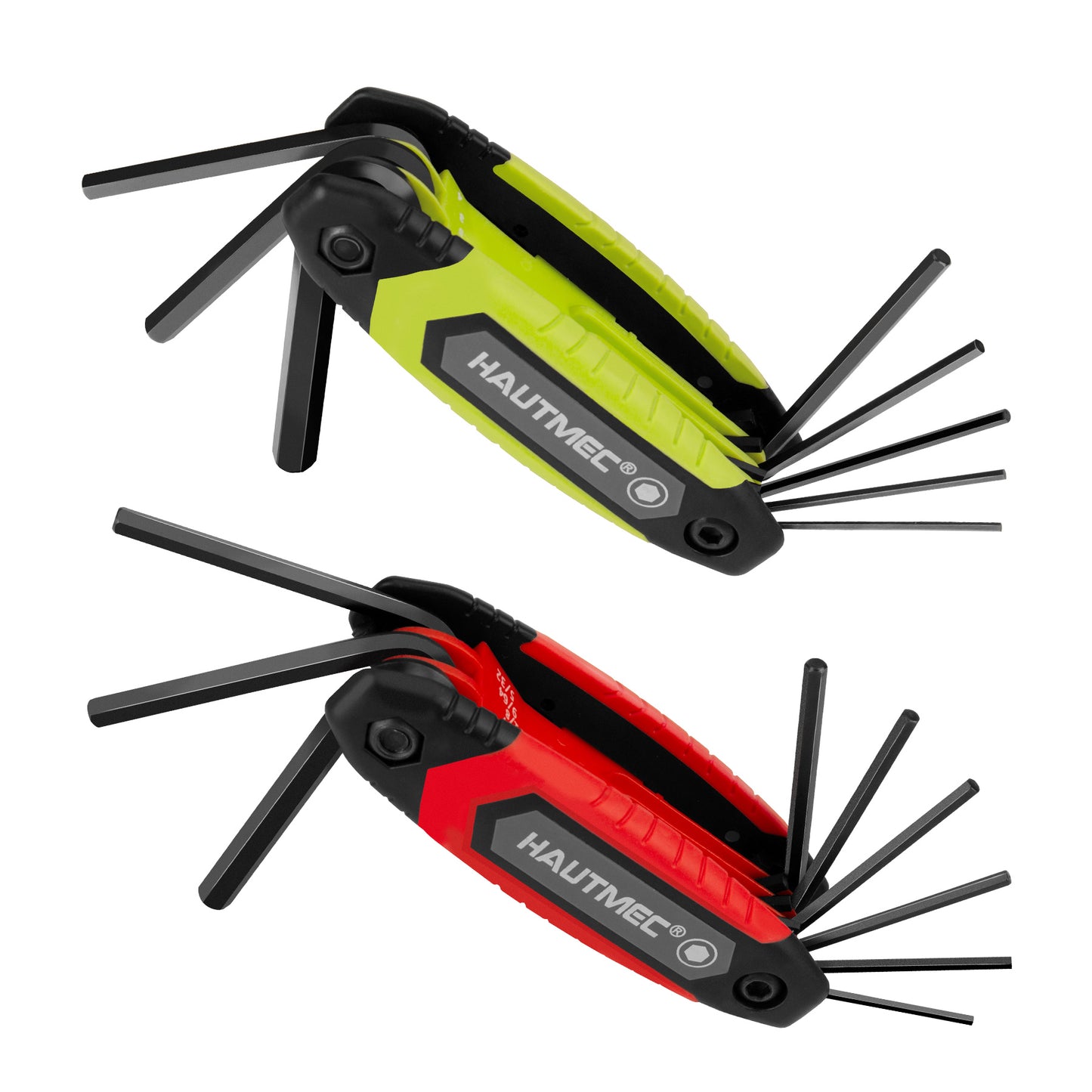 HAUTMEC 17PCS Folding Allen Wrench Set, Compact SAE & Metric Hex Key Set, Color-Coded Non-Slip Grip Allen Key Set, Heated Treated CR-V Steel Hex Wrench Sets, for Bike, Motorcycle & Machinery Repair HTHKH25041