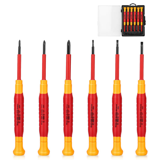 HAUTMEC 6Pcs Precision Screwdriver Set, Mini Insulated Screwdriver with Slotted and Phillips Magnetic Tip HT0313