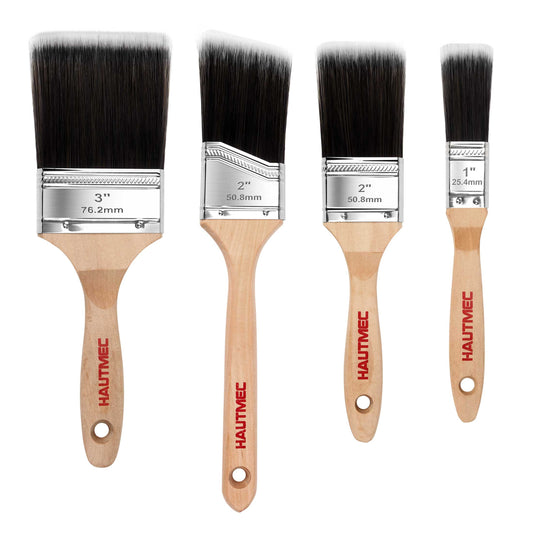 HAUTMEC Paint Brushes,4 Pk Treated Wood Handle Stain Paint Brush Set HT0029-PT