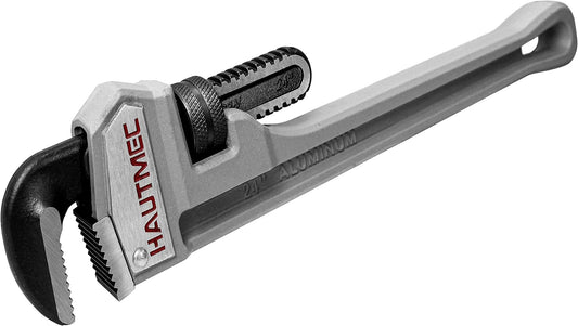HAUTMEC 24 Inch Heavy Duty Aluminum Straight Pipe Wrench, Adjustable Plumbing Wrench, 3" Jaw Capacity, for Pipes, Tees, Ball Valves and Other Objects HT0187-PW