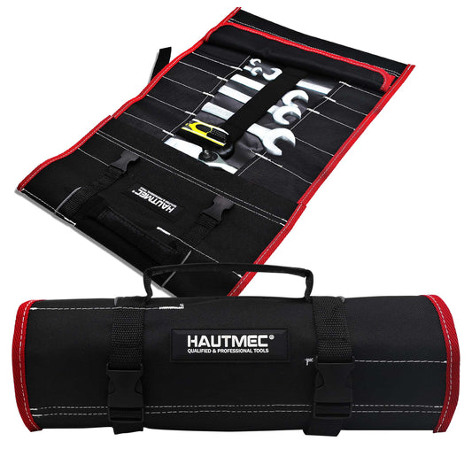HAUTMEC 600D Tool Roll Bag, 32-Pocket Wrench Organizer, Multi-purpose Tool Roll Up Bag, Large Space Military Tool Bag HT0069-TB