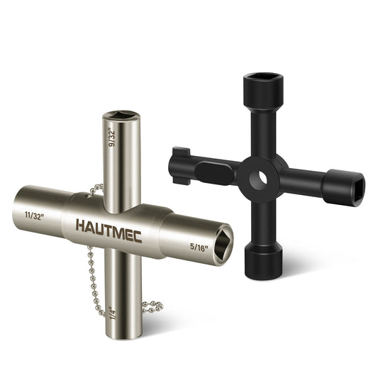 HAUTMEC 4 Way Sillcock Water Key,Multi-Function Utilities Key Set for Sillcocks Faucets Valves Spigots HT0329