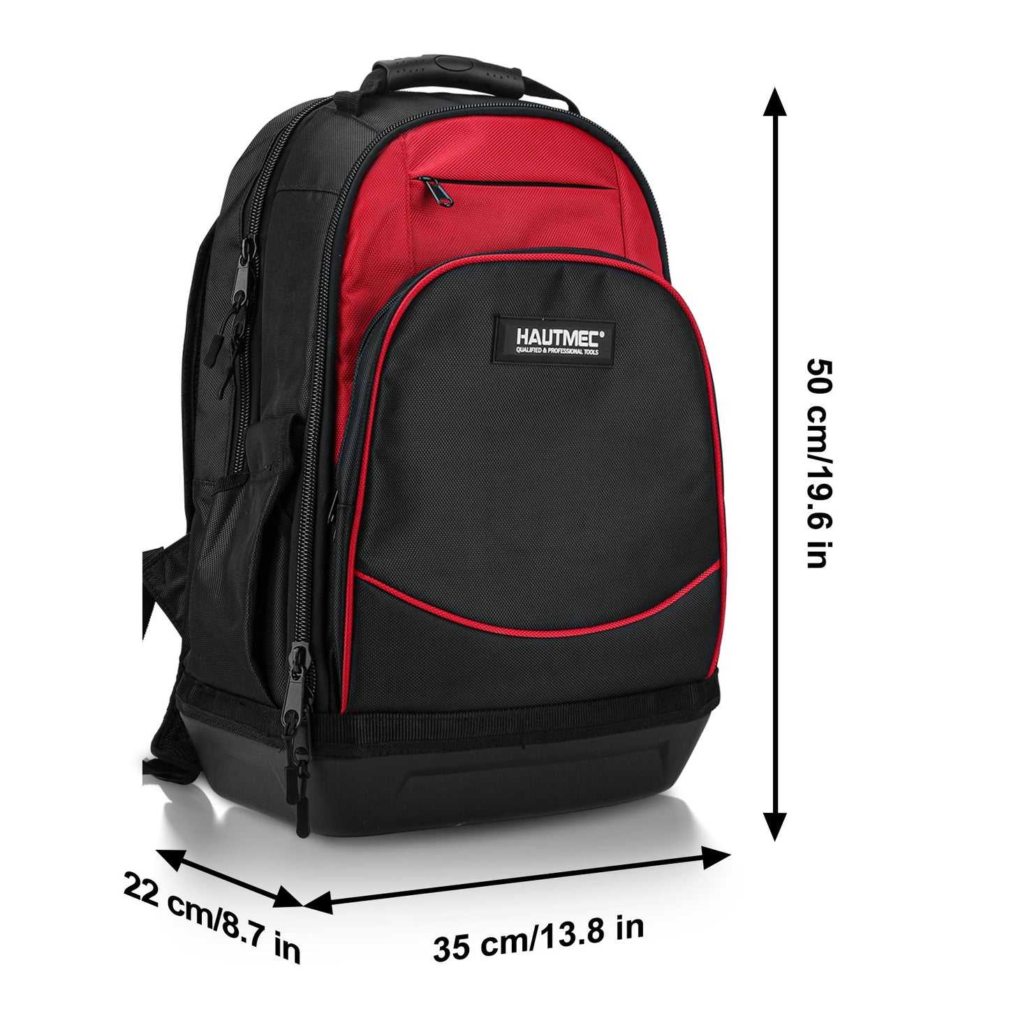 HAUTMEC Heavy-Duty Tool Backpack, 1680D Pro Backpack Tool Bag with Padded Laptop Compartment, 22 Pockets & Molded Waterproof Base for Electricians, Contractors, and Technicians – HT0285