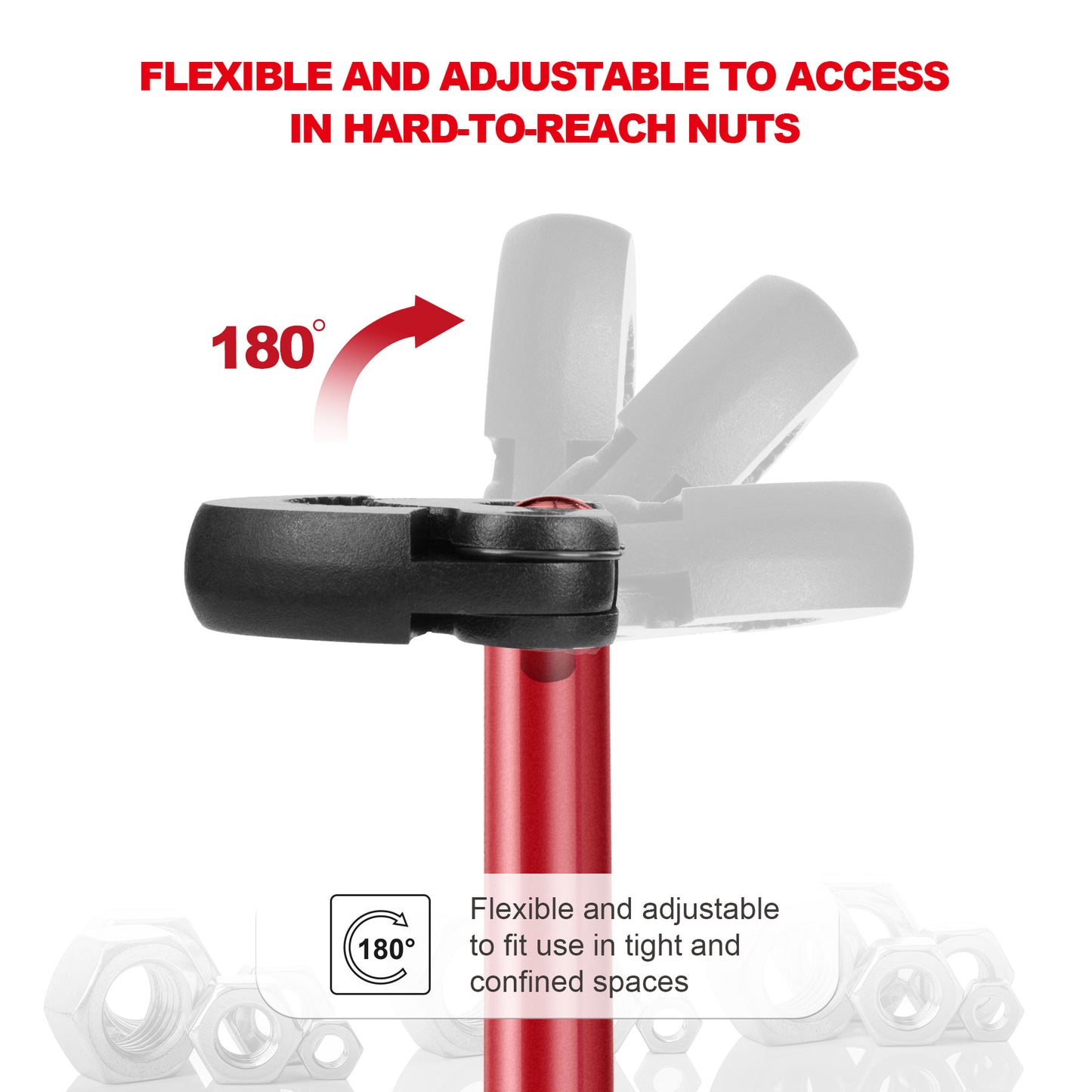 HAUTMEC 11-Inch Pro Basin Wrench Sink Faucet Wrench for Tight Spaces with Adjustable 3/8'' to 1-1/4'' Capacity Plumber Wrenches for Faucet Hex Nuts under Sink HT0261-PL(Red)