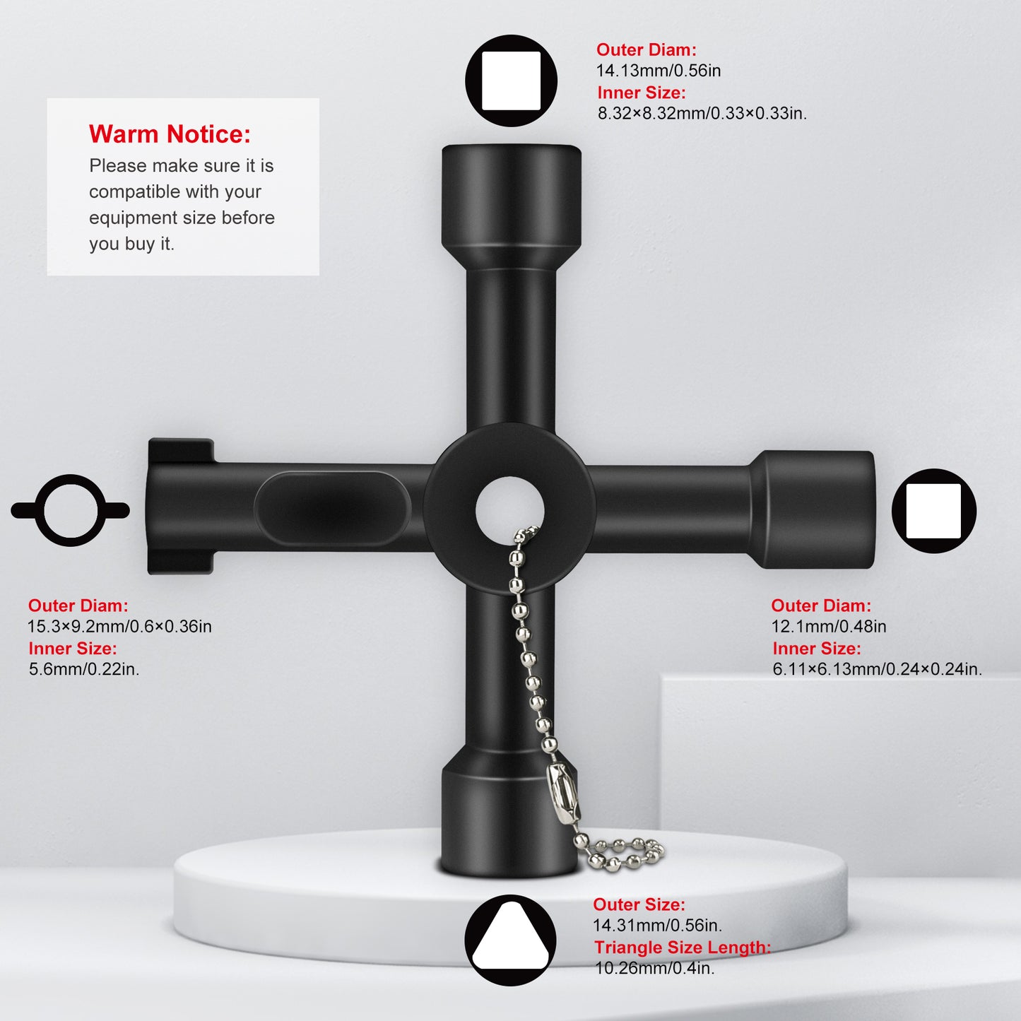 HAUTMEC 4 Way Sillcock Water Key Set 2 PCS, Universal Cross Water Spigot Key, Zinc Alloy Multi-Function Utility Key for Silcock Key 4 Way Faucets Valves Spigots, HT0438-WK