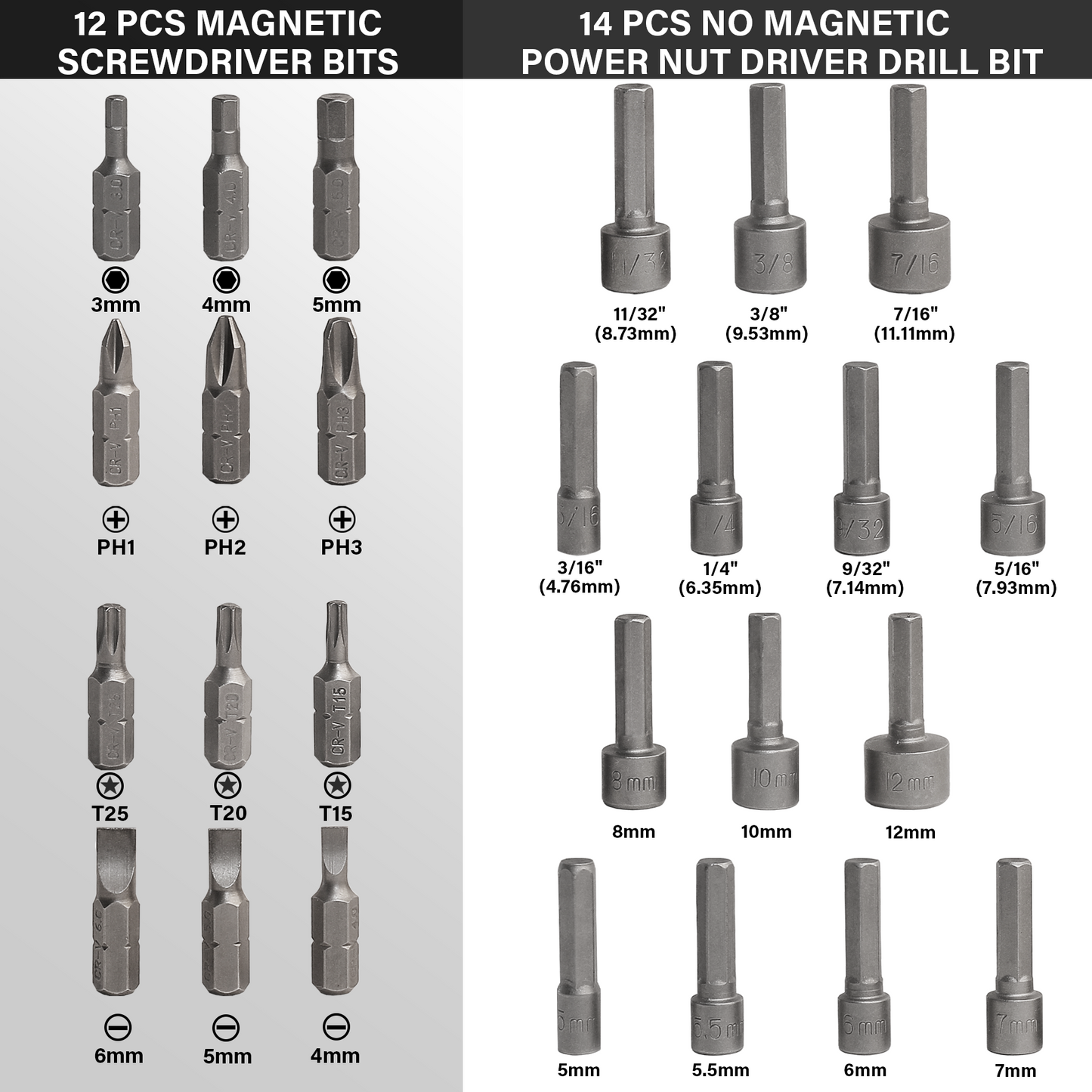 HAUTMEC 28 Pcs Magnetic Ratcheting Screwdriver Set, Multi-bit Screw Driver Set Including CRV Screwdriver Bits, Nut Driver Set and Telescoping Magnetic Pickup Tool for DIY, Electronics, Auto Repair,HT0443