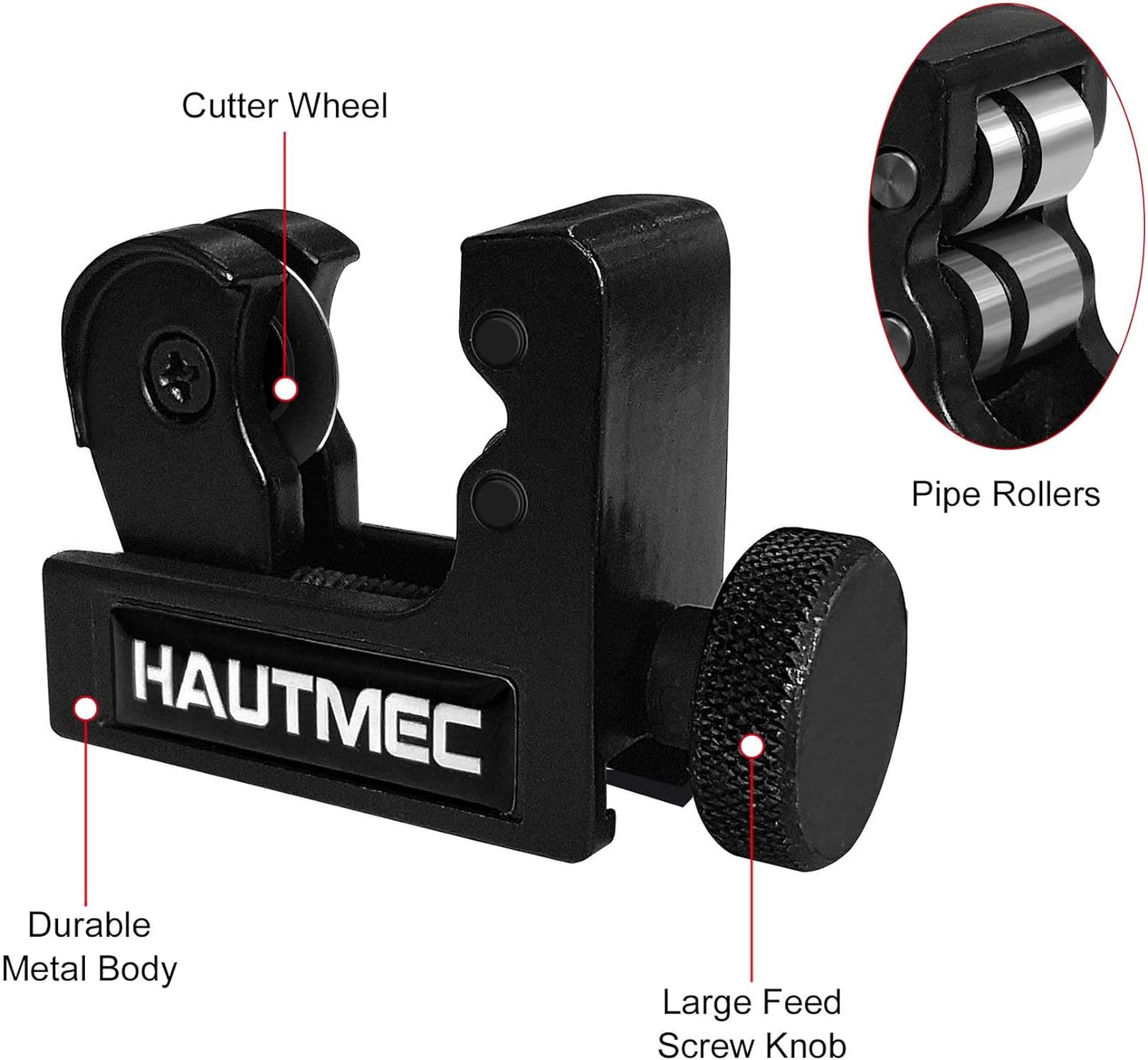HAUTMEC Heavy Duty Adjustable Mini Tube Cutter Of Dia. 3-22mm (1/8 Inch - 7/8 Inch) HT0132-TC