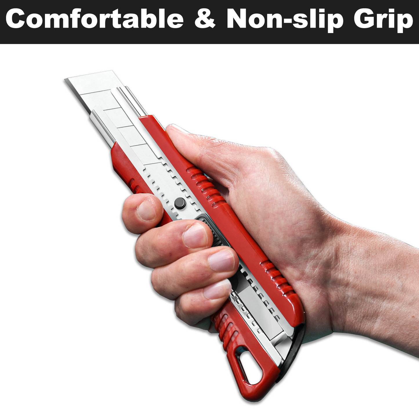 HAUTMEC 10PCS 25mm Utility Knife, Heavy Duty Auto-Lock, Retractable Box Cutter with 2pcs Spare Snap-off Sharp Blades HT0080-10PC