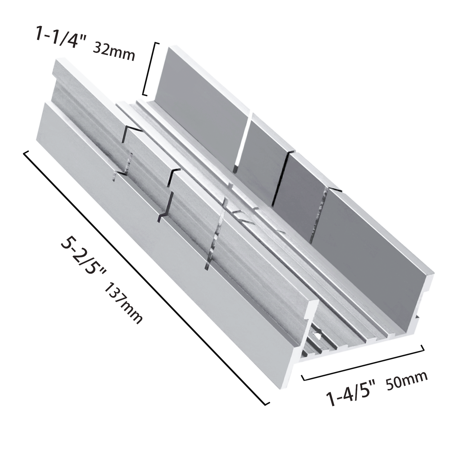 HAUTMEC Mini Miter Box, 5.3" Aluminum Alloy Mitre Block for Precision Cuts at 45°, 90°, 135° Angles, for Wood, Metal, Plastic, and Craft Projects – HT0417