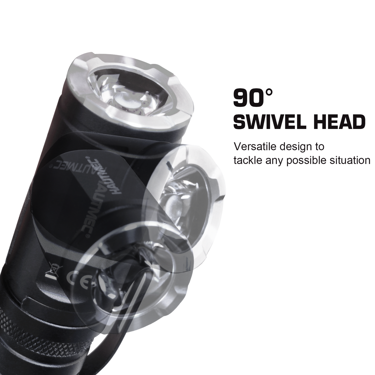 HAUTMEC 1400 Lumen Rechargeable Flashlights LED EDC Flashlight with 90 Degree Flashlight Swivel Head 5 Modes Pocket Flashlight Magnetic Base for Camping, Working, Outdoor, Hiking, Emergency. HT0378