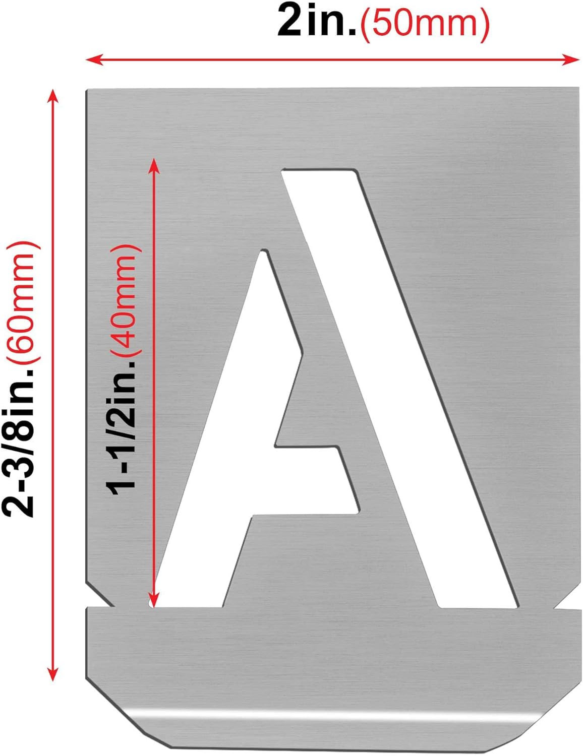 HAUTMEC Vintage Stainless Steel Letters Stencils, A to Z Stainless Steel Stencils & Holder, 40mm Letters, Shop Stencil, Advertising Stencilling, Craft-Printing, Reusable HT0239-ST