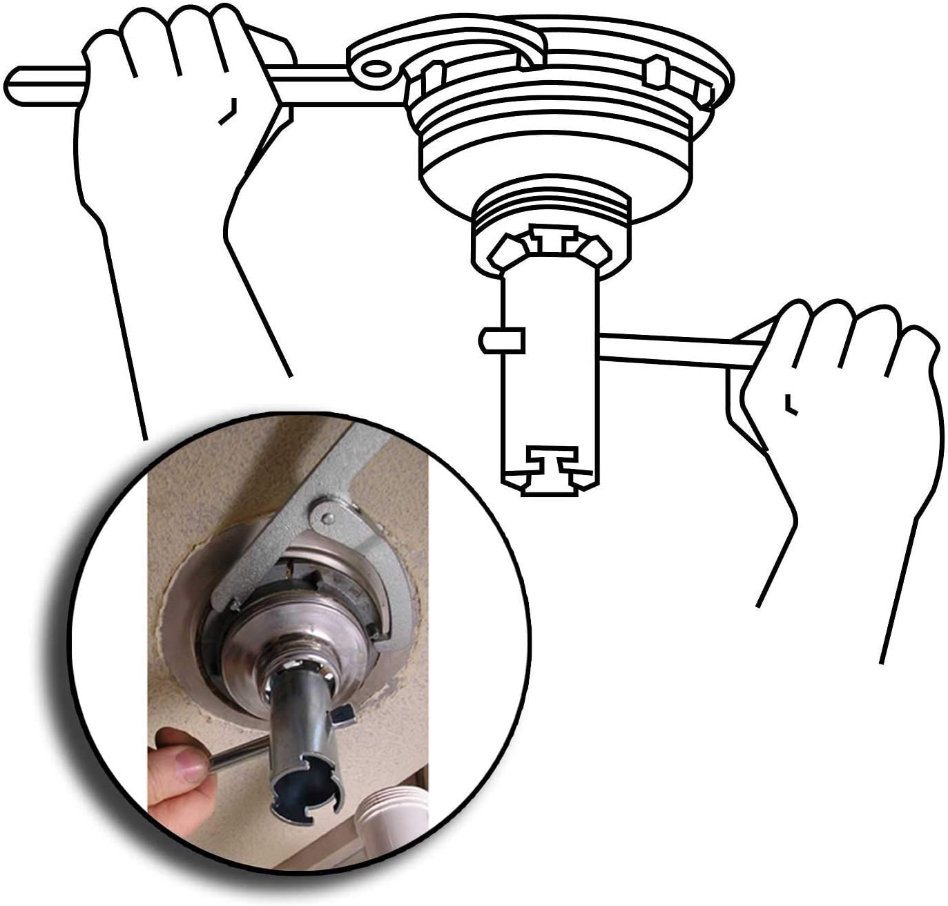 HAUTMEC Basket Strainer Wrench, Double Working End, Universal Sink Basket Strainer Wrench PL0029