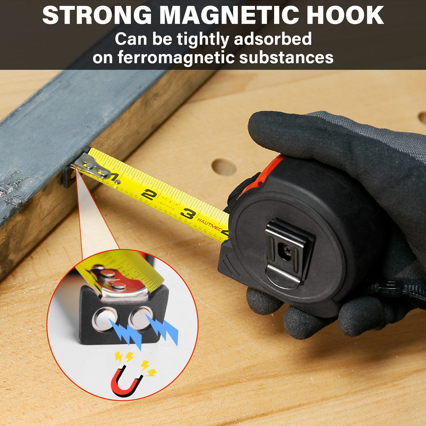 HAUTMEC 25FT Tape Measure 6 Pack Bulk with Magnetic Hook & Fractions - Professional Measuring Tape for Construction, Carpentry, DIY,HTMEM25001