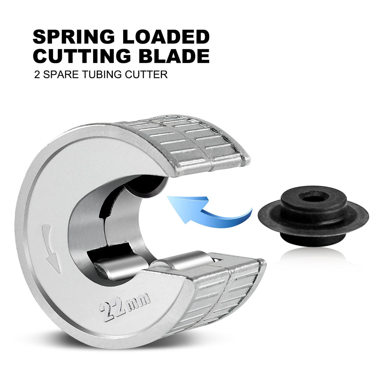HAUTMEC Copper Pipe Cutter Sturdy Plumbing Auto Cut Tube Cutter Set Twin Pack 15 & 22mm Pipe Cutters Pipe Slice with 2 Spare Pipe Cutting Wheel Blades,PL7261701