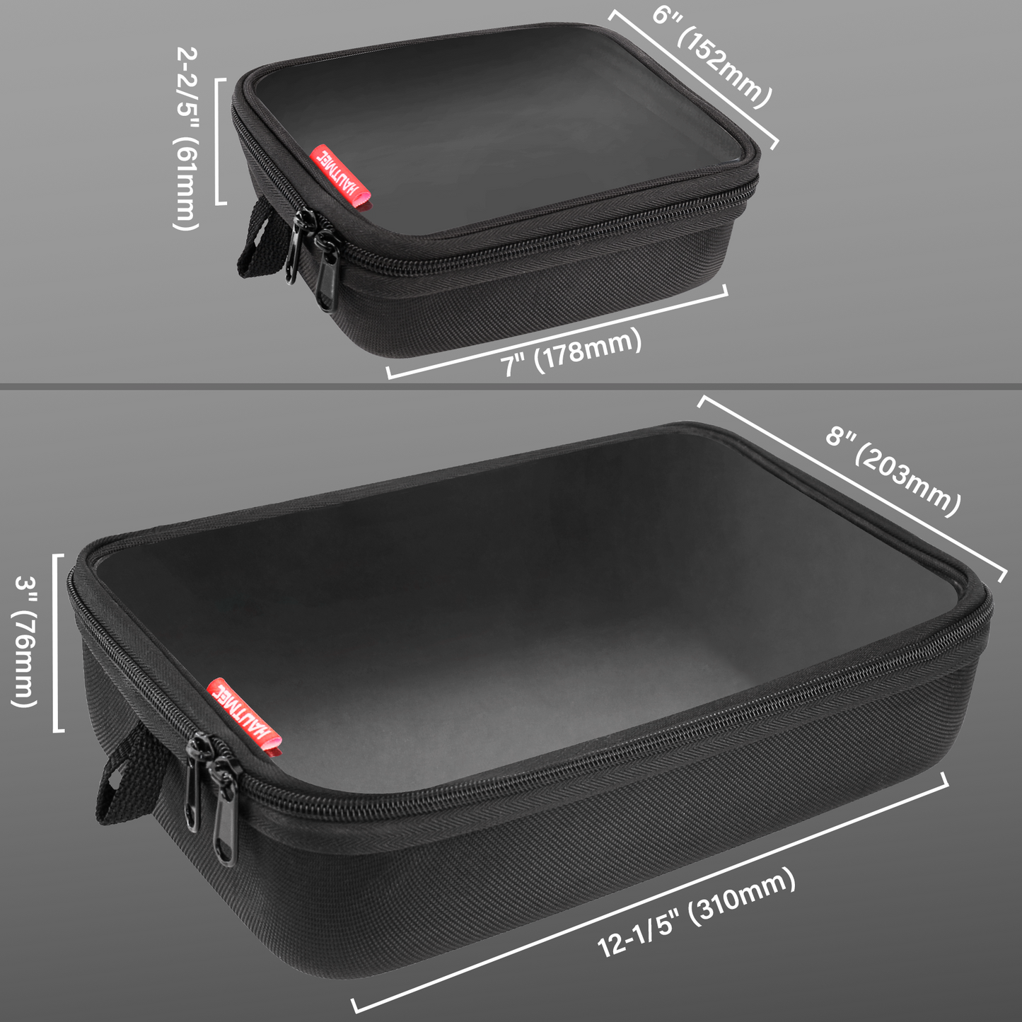 HAUTMEC Utility Tools Organizer Set, 2 Pcs Portable EVA Hard Storage Case with Clear Top Window, Double Zipper, Water-Resistant 1680D Material – HT0403
