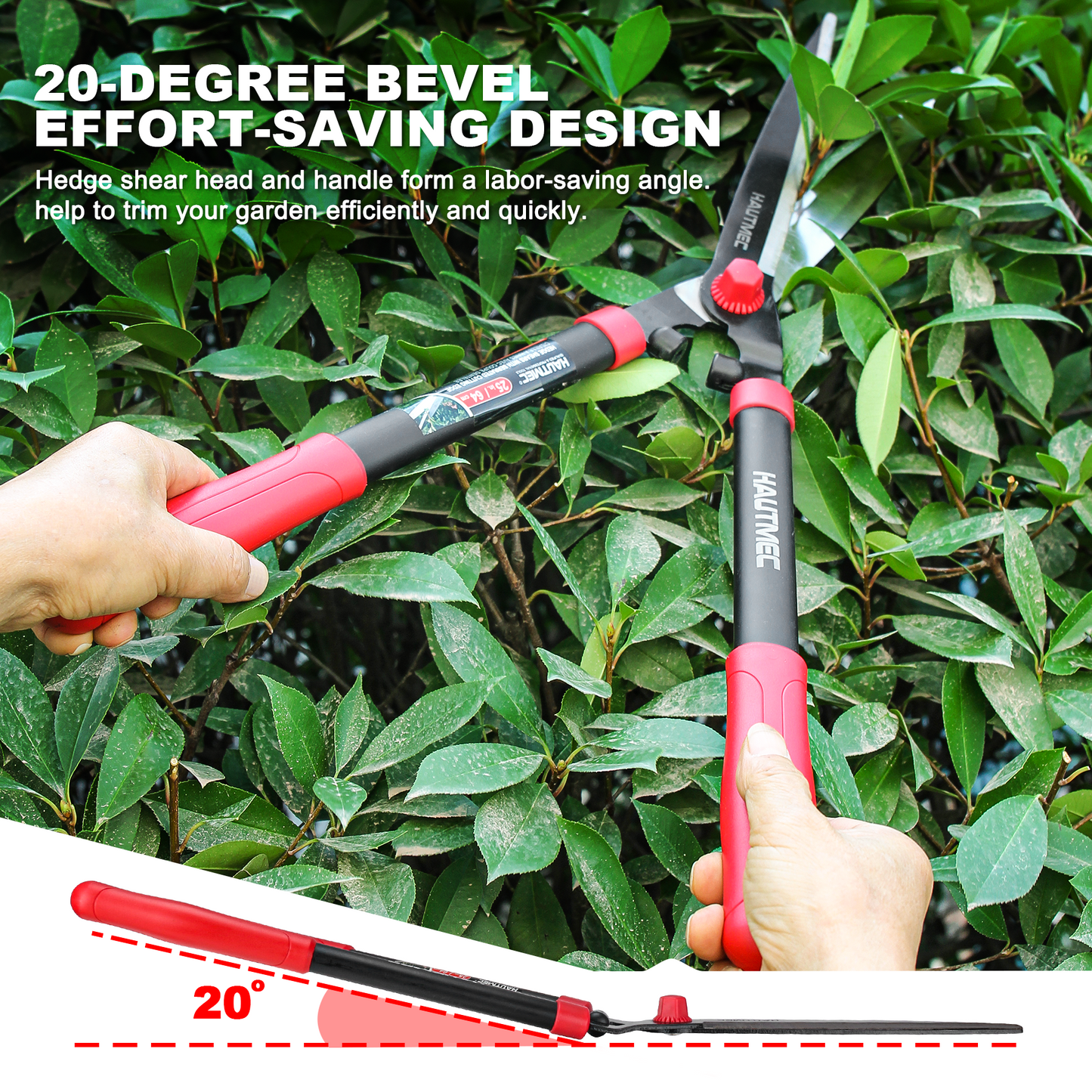 HAUTMEC Pro Loppers Hedge Shears & Pruners Combo Set 3-Piece Garden Pruning Shears Hedge Clippers,Heavy Duty Tree & Shrub Kit for Yard, Lawn & Garden, Professional Branch Cutter Tree Trimmer,HT0462