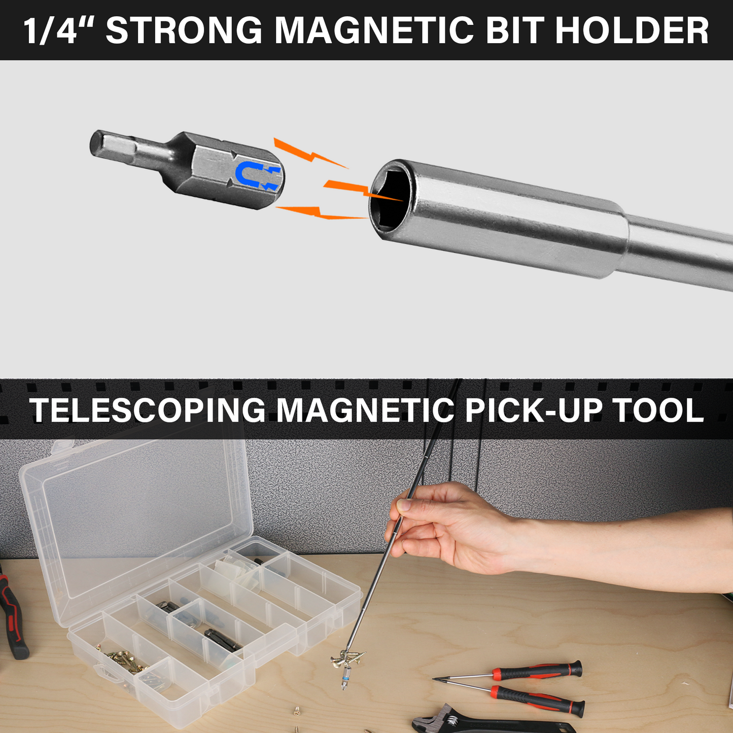 HAUTMEC 28 Pcs Magnetic Ratcheting Screwdriver Set, Multi-bit Screw Driver Set Including CRV Screwdriver Bits, Nut Driver Set and Telescoping Magnetic Pickup Tool for DIY, Electronics, Auto Repair,HT0443