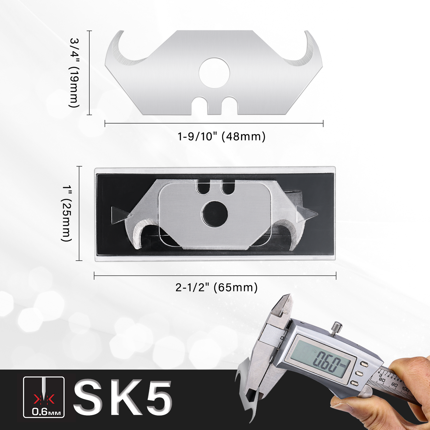 HAUTMEC 30 Pack Utility Knife Hook Blades, SK5 Steel, All-Purpose Blade Replacement with Safty Dispenser, Box Cutter, Standard Size Razor Blades for Box, Carpet, Rope, Trim Roof Materials, HTUBM25012
