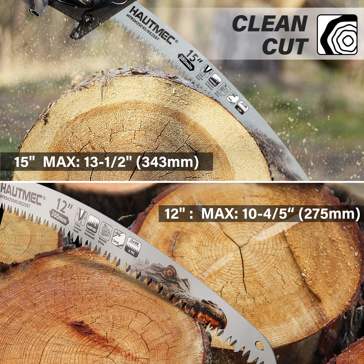 HAUTMEC 4 Pieces Japanese Teeth Reciprocating Saw Blades, Curved Blade with 6TPI Harden Teeth Medium Cut for for Tree Trimming, Wood/PVC Pipe Cutting, Cr-V Sabre Sawzall Blades, HTRSH25047