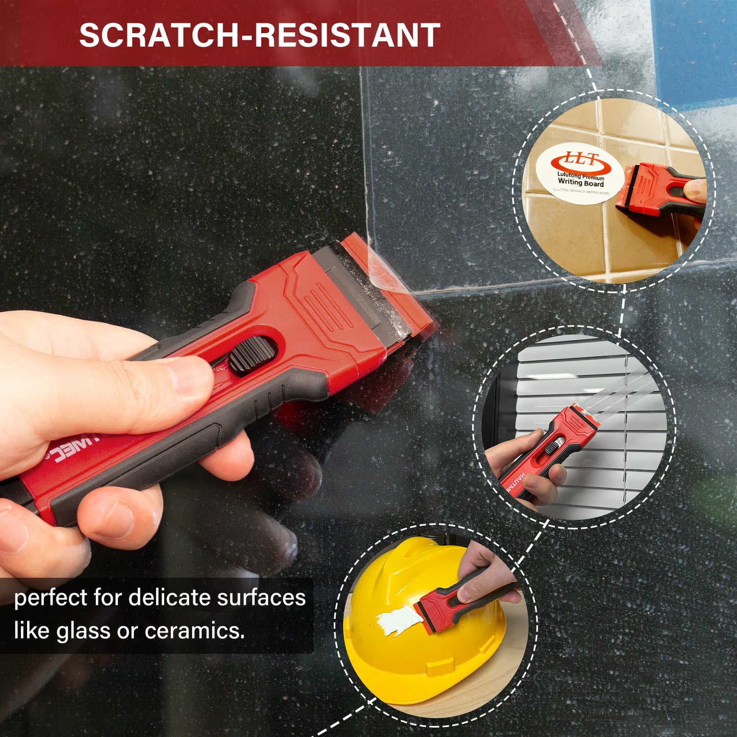 HAUTMEC Razor Blade Scraper Tool With 24Pcs Extra Blades, 10 Plastic Rozor Blades, 14 Carbon Steel Razor Blades, Removing Decals, Stickers, Labels for Glass, Tile, Window, Car, Cooktops HTPBM25031