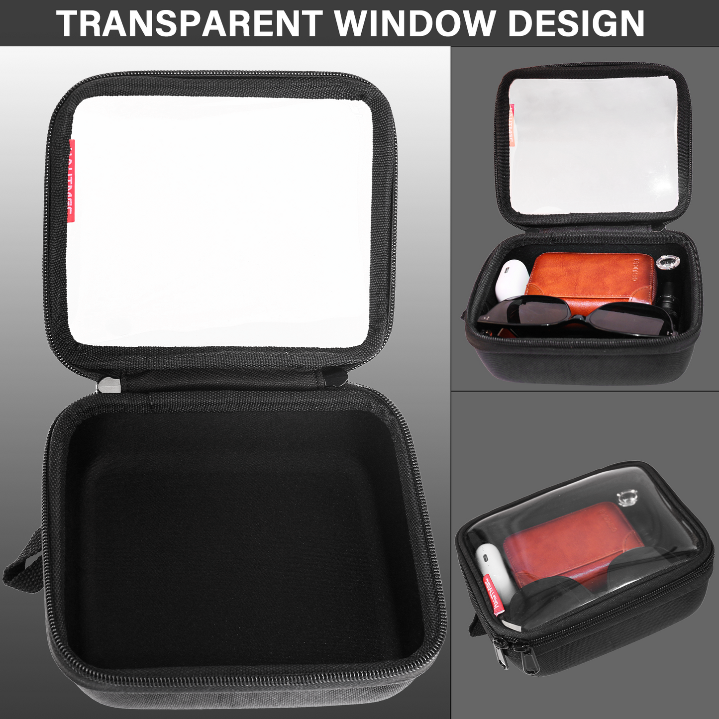 HAUTMEC Utility Tools Organizer Set, 2 Pcs Portable EVA Hard Storage Case with Clear Top Window, Double Zipper, Water-Resistant 1680D Material – HT0403