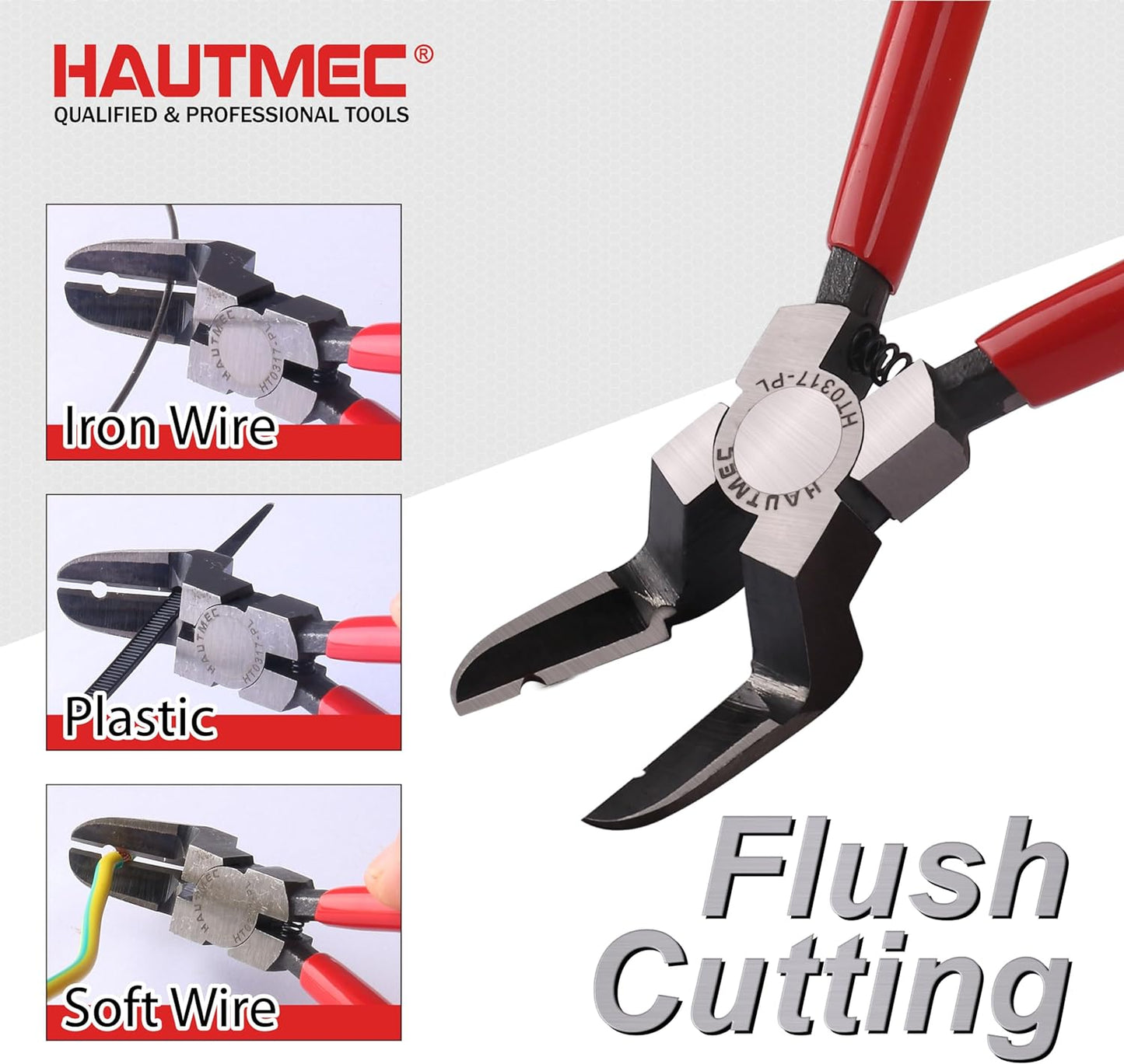 HAUTMEC 7 inch Panel Clip Removal Pliers Multifunction Flush Cut Pliers for Rivet and autobody tools and equipment HT0317