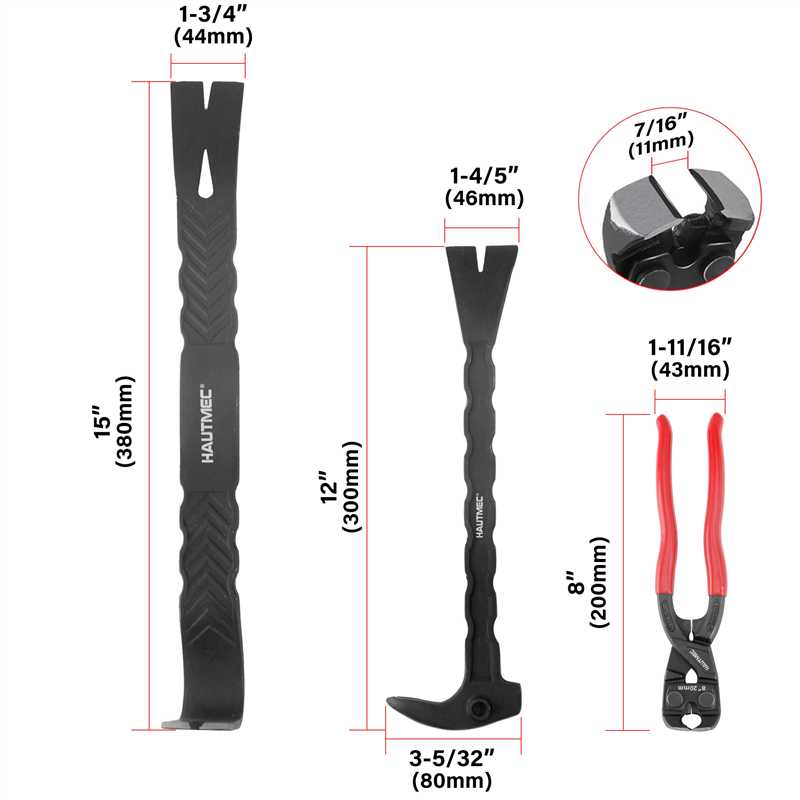 HAUTMEC 3 PCS Pry Bar Set, 15" Flat Pry Bar, 12" Cats Paw Nail Puller Tool and 8" End Cutting Pliers, Heavy Duty Dorp Forged Crowbar Pry Tool for Prying, Lifting and Removing Tasks, HTASM25022