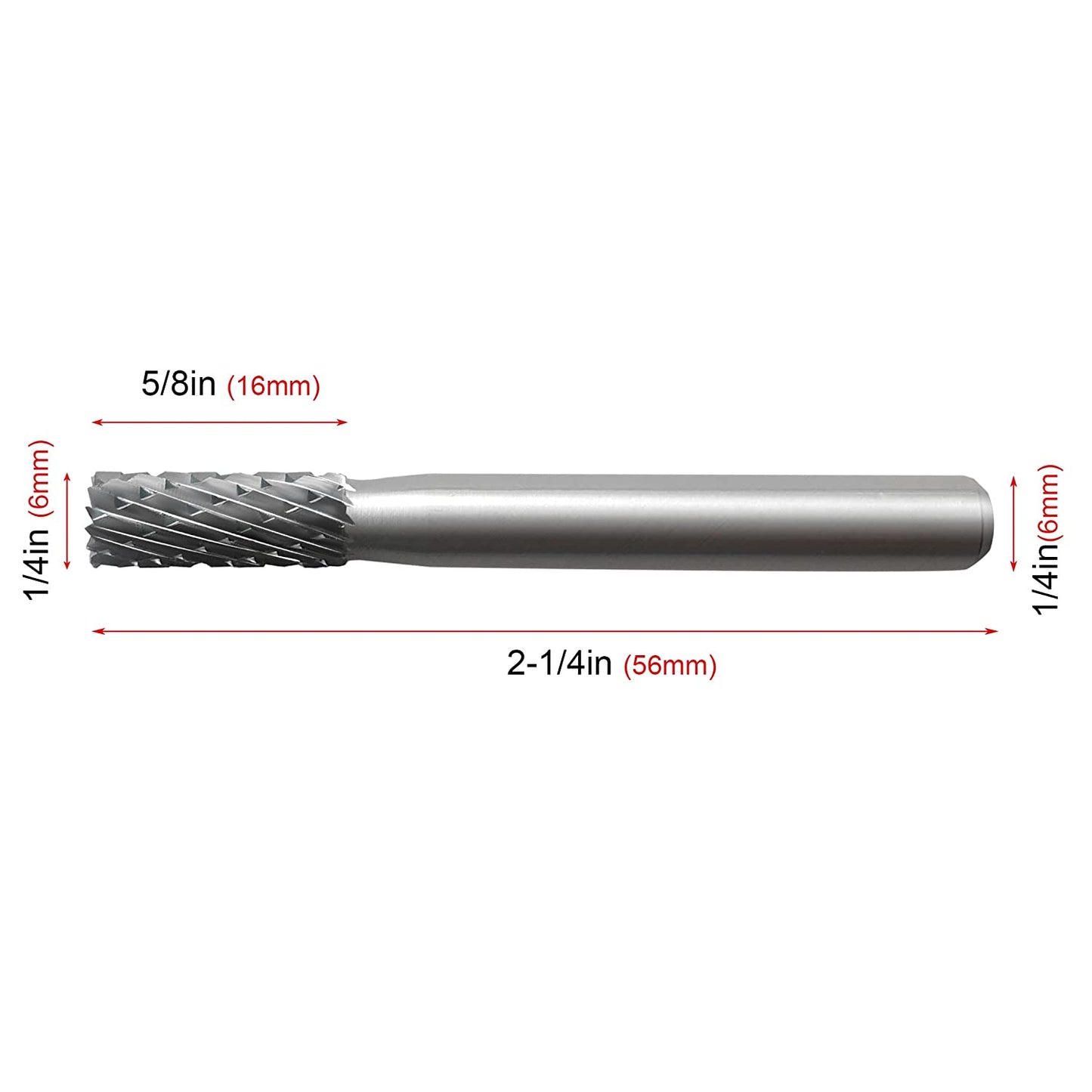 HAUTMEC Cylinder Tungsten Rotary File Carbide Burr 1/4'' Shank,1/4'' Head Length Double Cut for Woodworking,Drilling, Metal Carving, Engraving, Polishing HT0196-MC