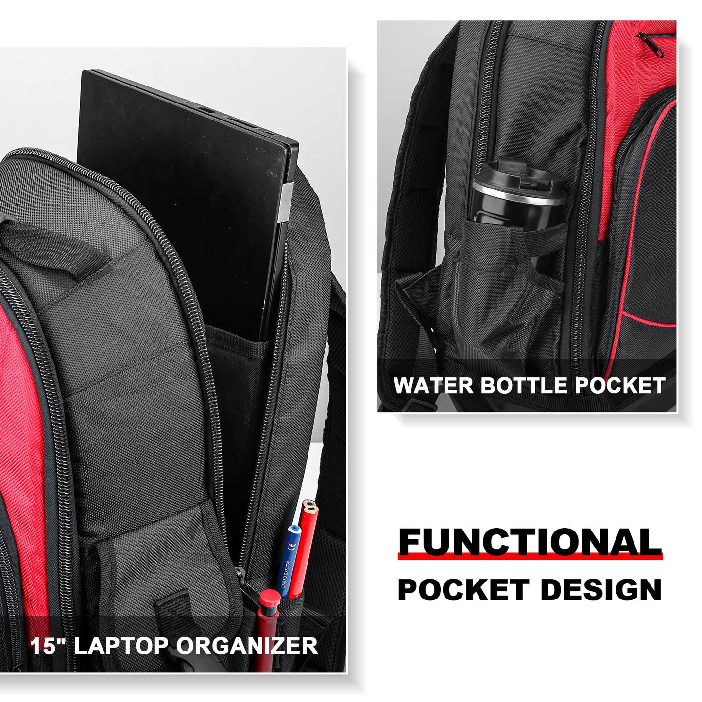 HAUTMEC Pro Tool Backpack,Large Capacity Tool Organizer,1680D Heavy Duty Tool Bag HT0285