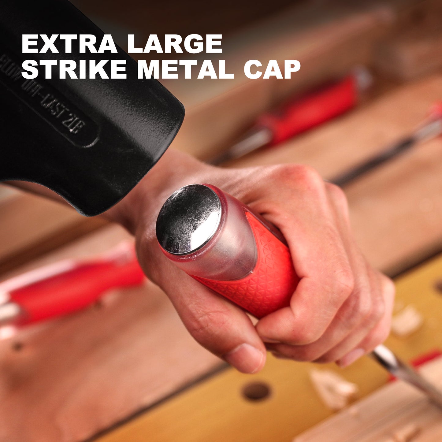 HAUTMEC 1-1/4" Wood Chisel – High-Impact Drop-Forged CRV Steel, Fully Polished Beveled Edge Blades, Heavy-Duty Strike Cap & Extended Anti-Skid Handle – HT0363