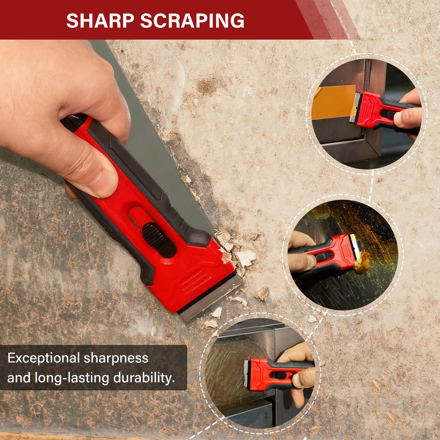 HAUTMEC Razor Blade Scraper Tool With 24Pcs Extra Blades, 10 Plastic Rozor Blades, 14 Carbon Steel Razor Blades, Removing Decals, Stickers, Labels for Glass, Tile, Window, Car, Cooktops HTPBM25031