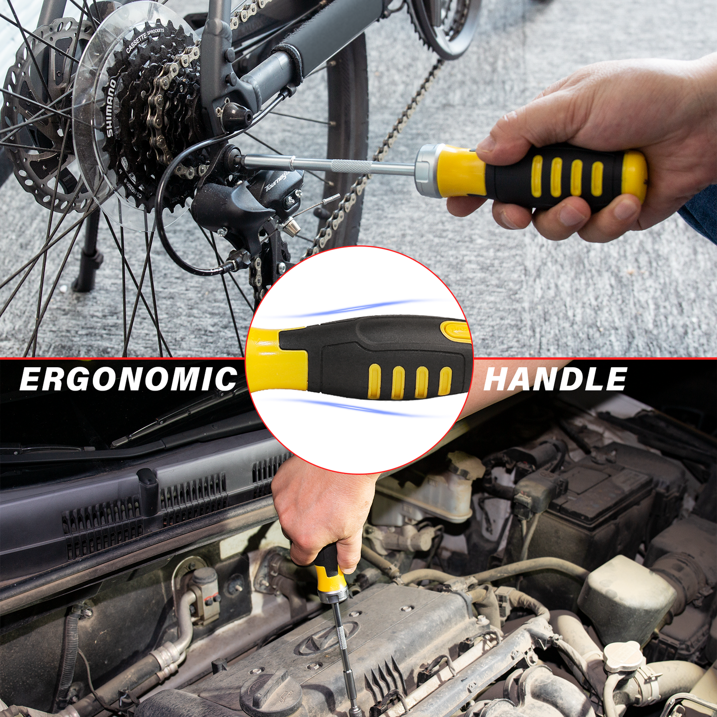 HAUTMEC 28 Pcs Magnetic Ratcheting Screwdriver Set, Multi-bit Screw Driver Set Including CRV Screwdriver Bits, Nut Driver Set and Telescoping Magnetic Pickup Tool for DIY, Electronics, Auto Repair,HT0443