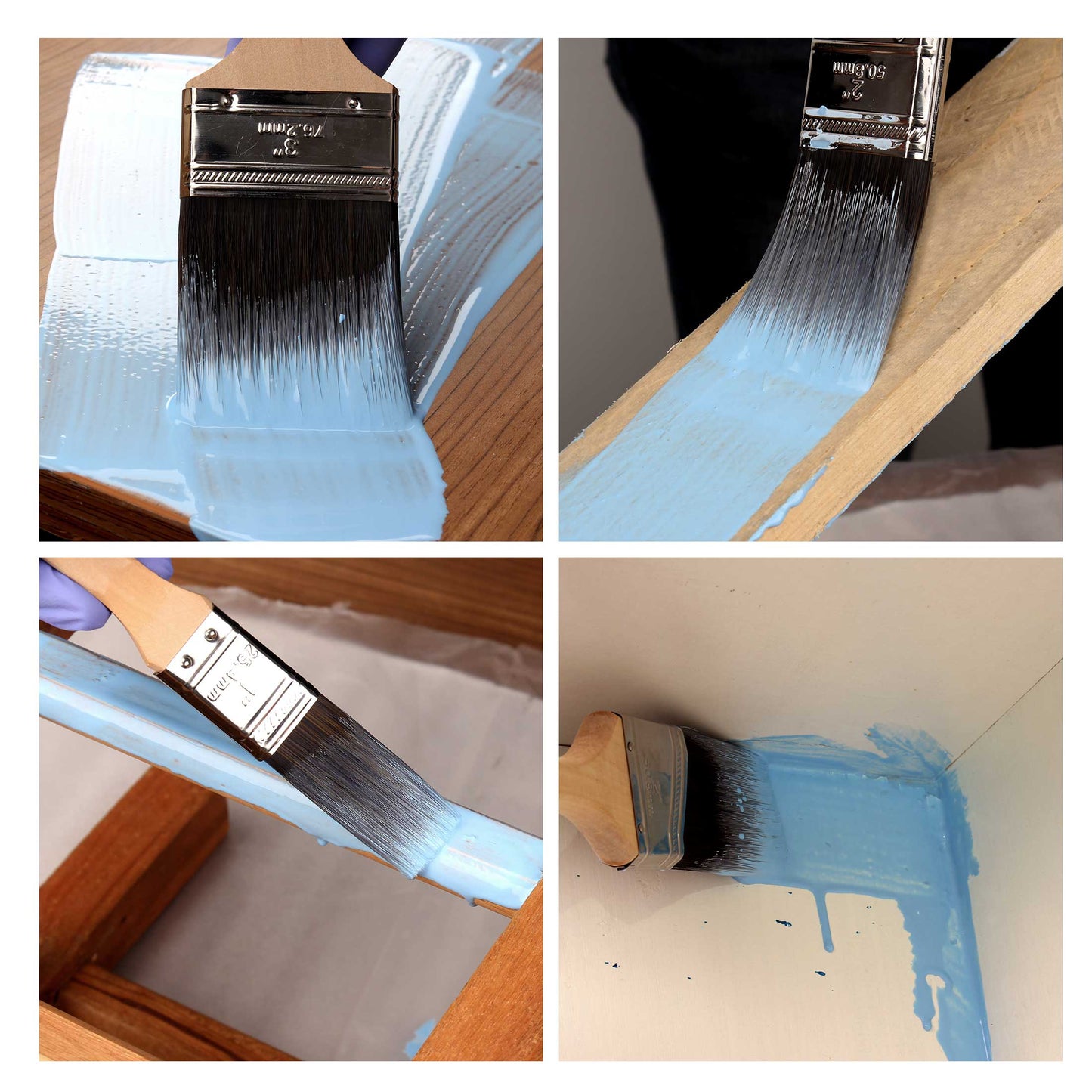 HAUTMEC Paint Brushes,4 Pk Treated Wood Handle Stain Paint Brush Set HT0029-PT
