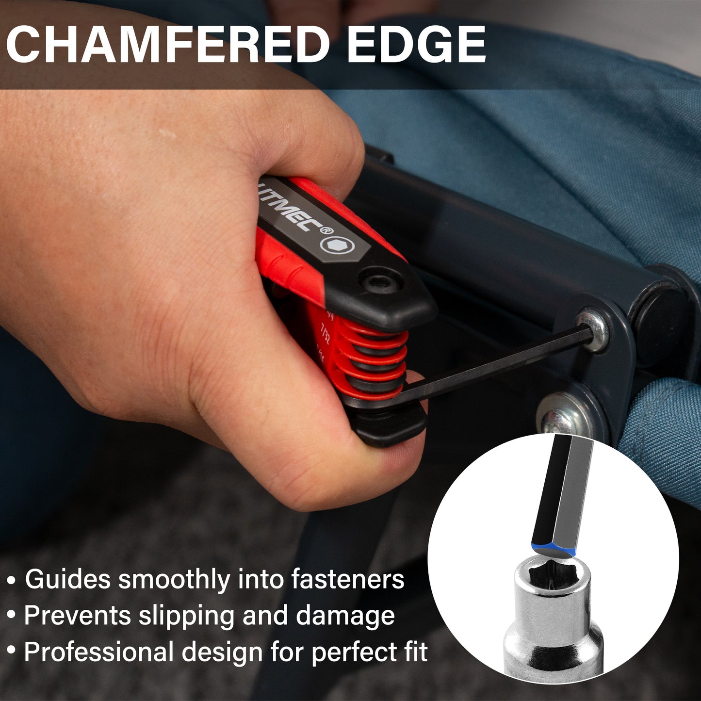 HAUTMEC 17PCS Folding Allen Wrench Set, Compact SAE & Metric Hex Key Set, Color-Coded Non-Slip Grip Allen Key Set, Heated Treated CR-V Steel Hex Wrench Sets, for Bike, Motorcycle & Machinery Repair HTHKH25041