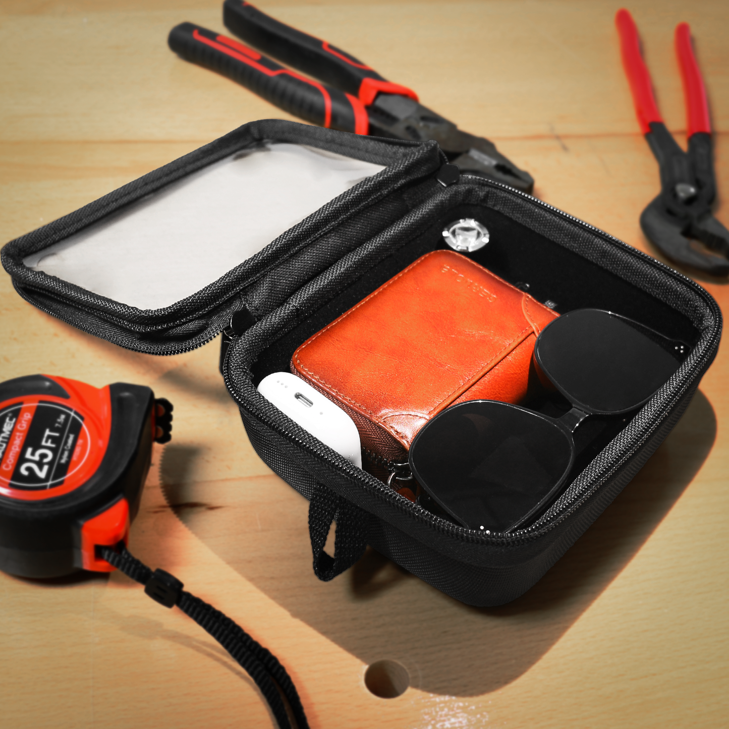 HAUTMEC Utility Tools Organizer Set, 2 Pcs Portable EVA Hard Storage Case with Clear Top Window, Double Zipper, Water-Resistant 1680D Material – HT0403