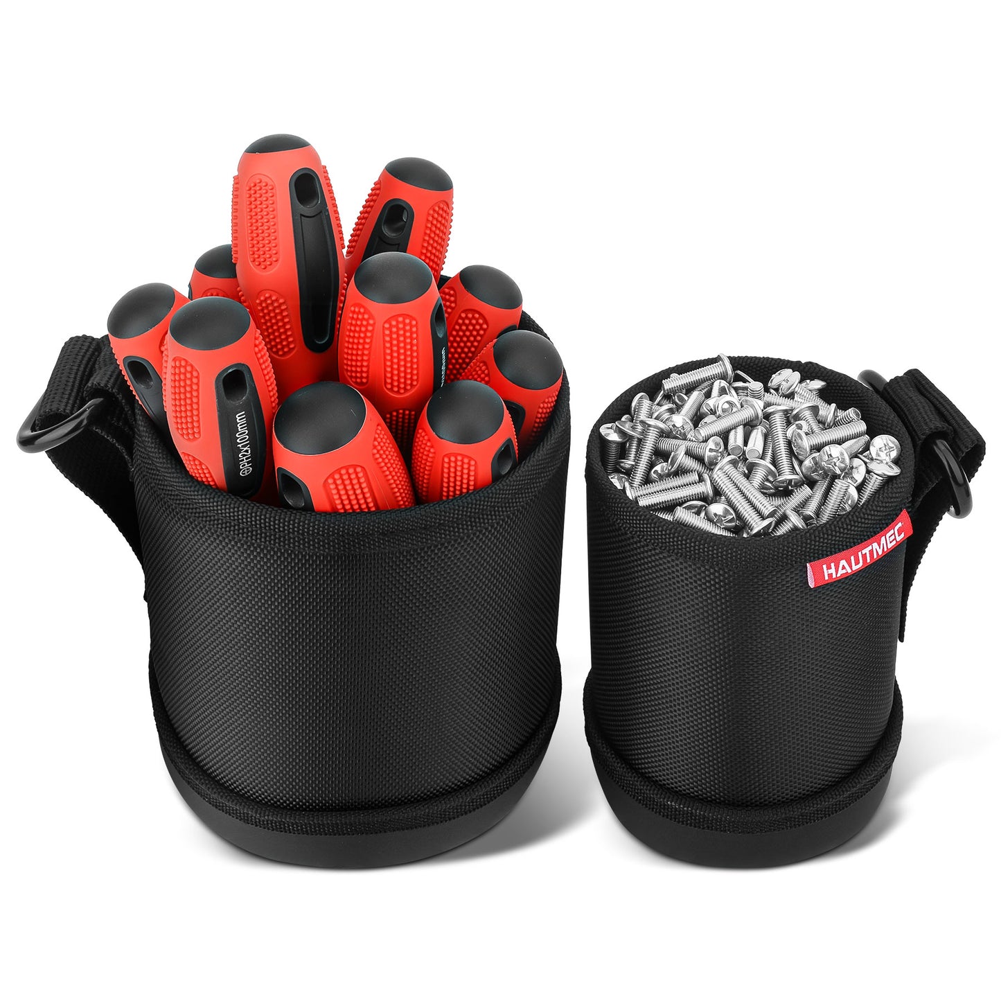 HAUTMEC Tool Pouch Combo Set, Heavy Duty 1680D Wear-Resistant Utility Tool Bags with EVA Molded Base, Drawstring Closure and Clip Hook, Ideal for Screws, Nails, Small Tools, HT0404