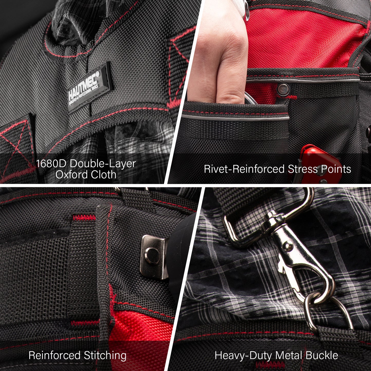 HAUTMEC Professional Tool Belt with Suspenders, 19 Pockets, Heavy-Duty 1680D Work Belt with Adjustable Padded Waist & Shoulder Support, Phone Pouch, Hammer & Tape Holder – HT0400