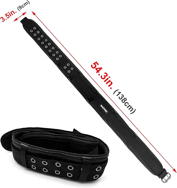 HAUTMEC 3.5 Inch Heavy-Duty Tool Belt, Adjustable Foam Padded Work Belt with 1680D Wear-Resistant Fabric for Waist Sizes 30-46", Compatible with Most Tool Pouches, Clips & Holders – HT0141
