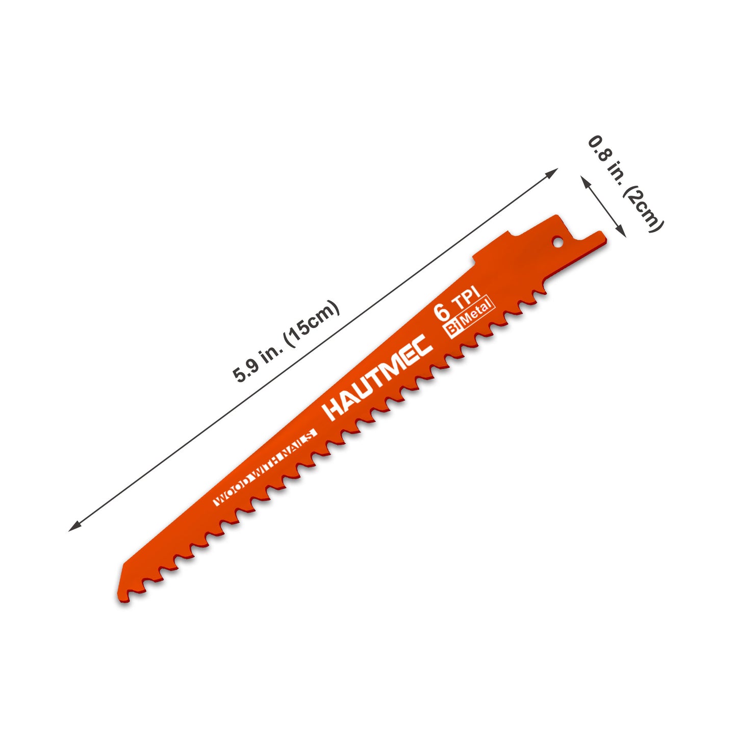 HAUTMEC 6-Inch Reciprocating Saw Blades,Bi-Metal Sawzall Blades,Pruner Saw Blades 6-Pieces Set for Wood Metal Cutting HT0166-CT