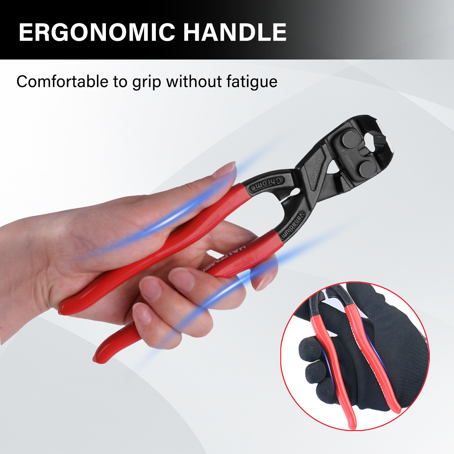 HAUTMEC 8 Inch Nail Puller Pliers Tool, High Leverage End Cutting Pliers, Nail Remover Tool with Anti-Slip Grip, CRV Steel End Cutting Nippers Tool for Pulling or Cutting Nails, Small Bolts and Wires,HT0466