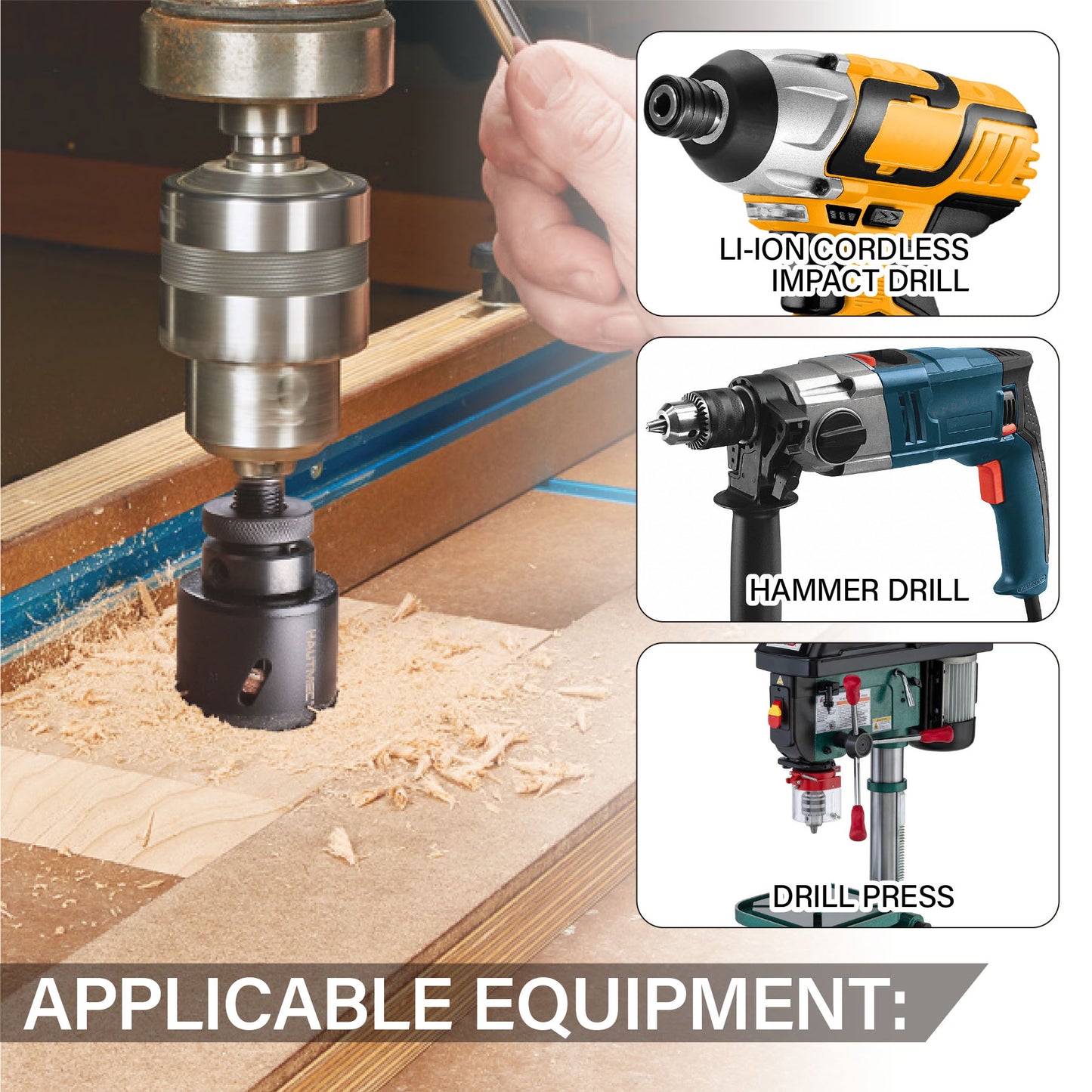 HAUTMEC 21-Piece Bi-Metal Hole Saw Kit, 3/4″–4-3/4″ (19–121mm), Heavy-Duty HSS Blades with 2 Arbors, 4 Drill Bits, Hex Key & Storage Case for Wood, Drywall, PVC & Thin Metal – HTHOH25013